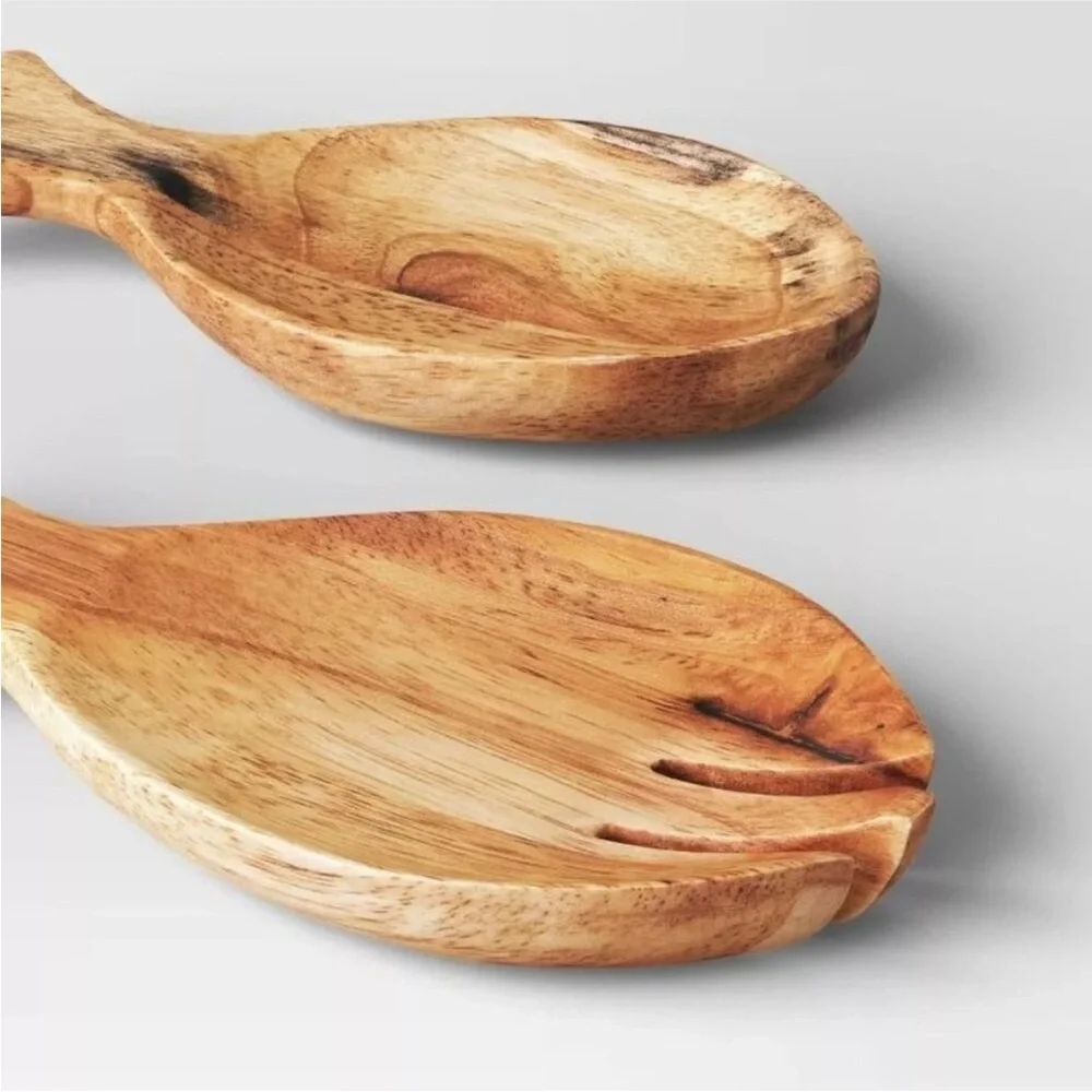 Coastal 2pc Wooden Fish Shape Salad Serving Set - Threshold